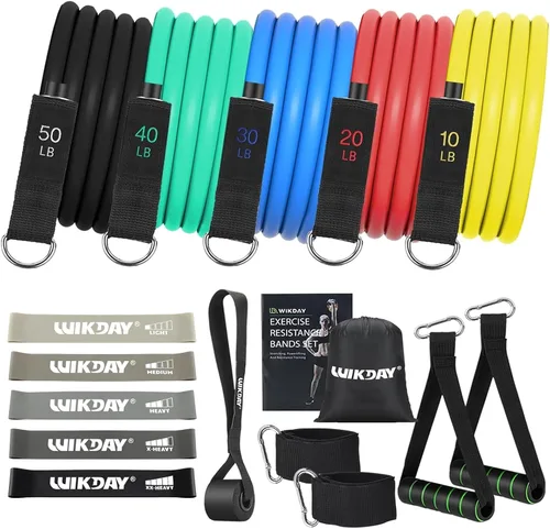 Miniatura 9 de WIKDAY Exercise Resistance Bands with Handles for Working Out Workout Bands Set with Door Anchor for Physical Therapy, Yoga, Pilates