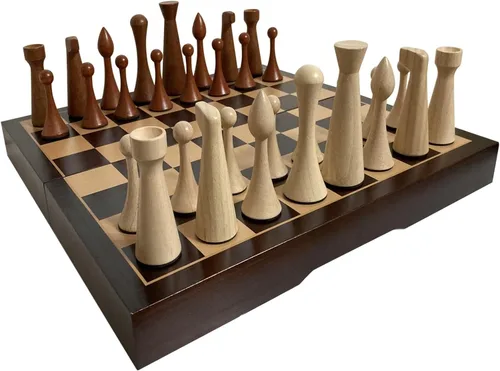 Miniatura 10 de Lujoso juego de ajedrez real de madera maciza de color oscuro de 16 pulgadas. Juegos de tablero de ajedrez duraderos hechos a mano con ranuras