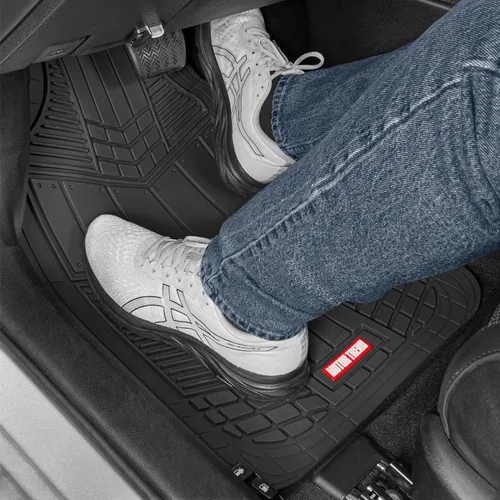 Miniatura 10 de Motor Trend FlexTough Tapetes de Piso Negros para Automóviles y Tapete de Carga Juego Completo - Tapetes de Piso Automotrices de Goma para Todo Tipo