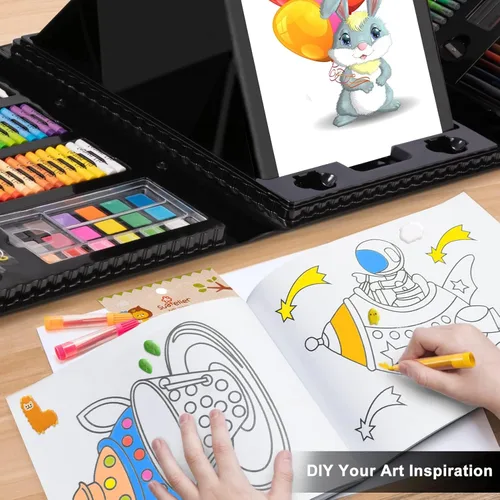 Miniatura 6 de Suministros de arte, paquete de 272 juegos de arte para niñas, niños, adolescentes, artistas, caja de arte de regalo de lujo con caballete triple
