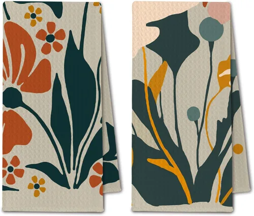 Miniatura 13 de Toallas de cocina abstractas bohemias, color beige y negro, Groovy 70, estilo botánico, retro, paño de secado para cocina, toallas de mano modernas