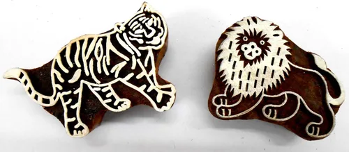 Miniatura 13 de CraftsofIndia® Bloques de madera de animales y pájaros para estampación, impresión en bloques en textiles, manualidades de cerámica, henna, pintura