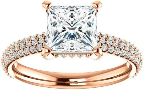 Miniatura 5 de IGI - Anillo de compromiso de talla princesa blanca de 2.55 quilates con certificación IGI en oro rosa amarillo blanco de 14 quilates para mujer