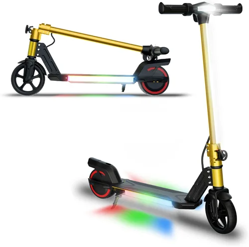 Foldable Electric Scooter for Kids, with Bright Front LED Lights,Shining Pedal, LED Display, Dual Brakes 150W Motor Kids Electric Scooter, UL2272