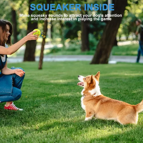 Miniatura 4 de EXPAWLORER Juguetes de tenis para perros, pelotas de tenis de juguete para perros de 2.5 pulgadas con chirriador, paquete de 12 pelotas interactivas