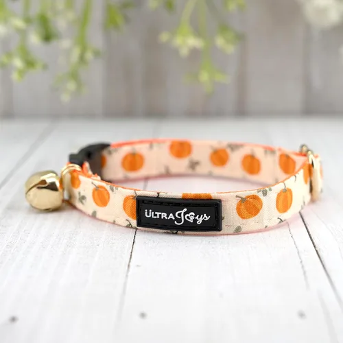 Miniatura 3 de Ultra Joys Breakaway - Collar de gato con campanas, collar de gatito para niño y niña, diseño de calabaza, talla S Solo cuello de calabaza