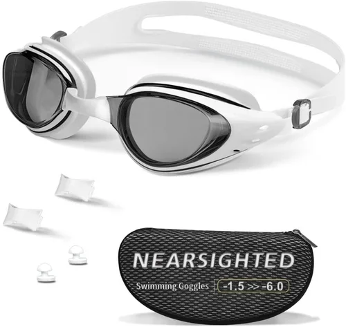 Miniatura 11 de Gafas de natación para miopía, polarizadas, antivaho, sin fugas, para mujeres, hombres, niños y adultos Negro (Smoke Black)