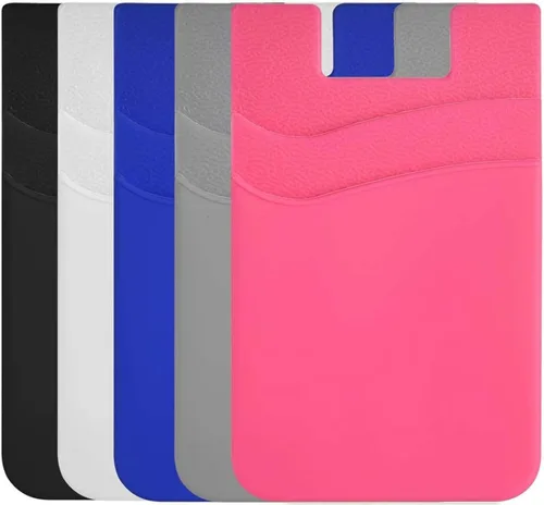 Miniatura 10 de Billetera de silicona para teléfono, soporte para tarjetas para la parte posterior de la funda del teléfono, cartera de identificación/tarjeta