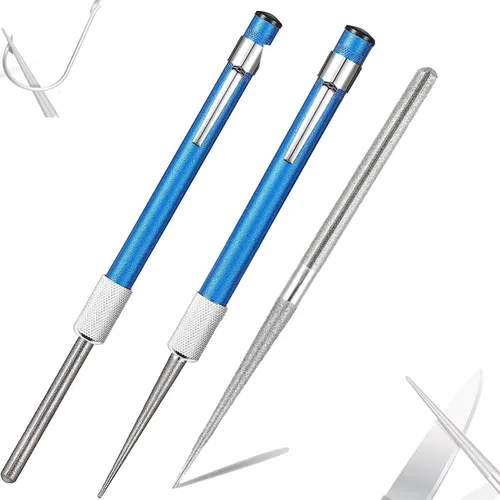 Varilla de afilador de acero portátil de 2 piezas, afilador de cuchillos retráctil de diamante dentado, varilla de afilado de acero, multiuso para