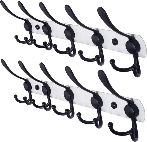 Miniatura 80 de Dseap - Perchero para pared, 5 ganchos triples, resistente, acero inoxidable, riel de gancho de metal para abrigos, sombreros, toallas, bolsos