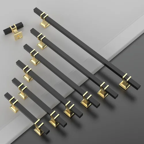 Miniatura 5 de Asidrama - Paquete de 10 manijas para alacena de 3 pulgadas (76mm) de color negro mate y dorado, tiradores para gabinete, accesorios para gabinete