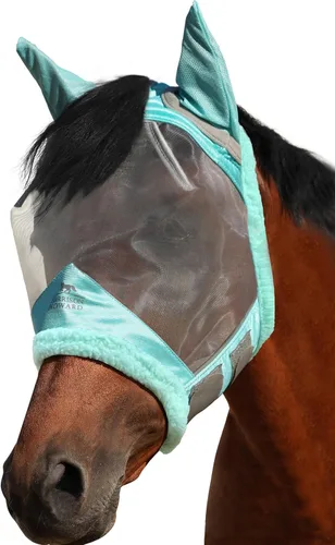 Miniatura 11 de Harrison Howard CareMaster - Máscara para mosca de caballo, malla fina con protección UV con lana extra suave al tacto en la piel, luz de luna