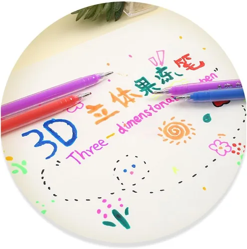 Miniatura 7 de Katutude Juego de bolígrafos de tinta de gelatina brillante 3D, paquete de 6 bolígrafos de gel fluorescentes con purpurina coloreada, bolígrafos