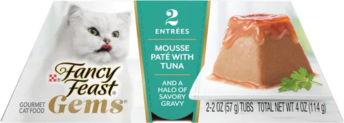 Miniatura 9 de Fancy Feast Gems Pate - Mousse de comida para gatos con atún y un halo de salsa sabrosa para gatos, paquete de 8, cajas de 4 onzas