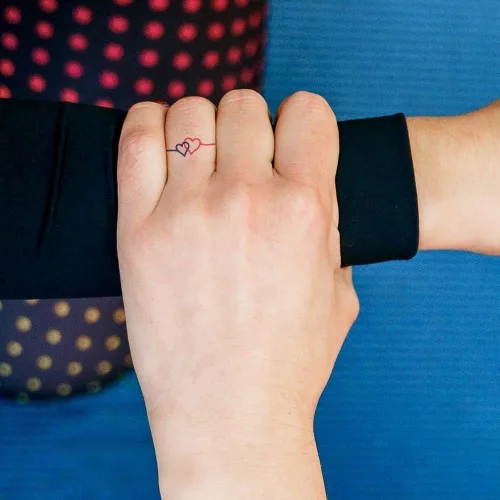 Miniatura 4 de 2 hojas pequeñas lindas pegatinas temporales tatuajes arco anillo amantes corazón para hombres, mujeres adolescentes