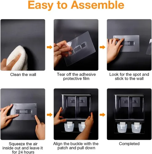 Miniatura 7 de Dispensador de perlas de aroma, dispensador de detergente para lavandería montado en la pared con 2 tazas para cuentas de lavandería, arroz, Negro