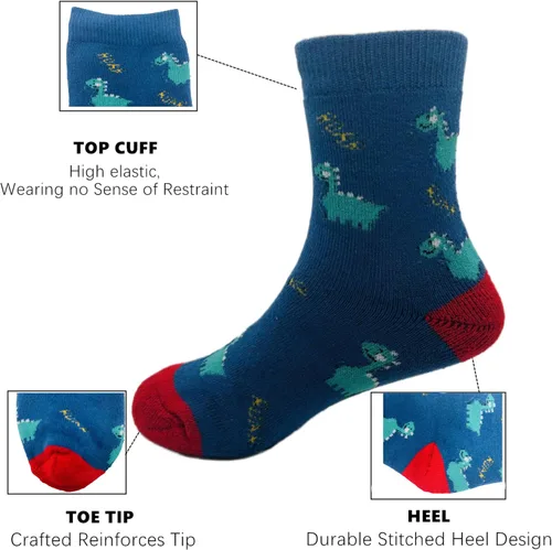 Miniatura 2 de Calcetines deportivos para niños, diseño de dinosaurios, 10 pares