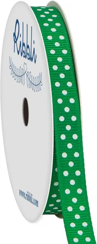 Miniatura 12 de Ribbli Cinta de grogrén para manualidades, carrete de 3/8 pulgadas, 10 yardas, narciso amarillo con puntos blancos, uso para envolver regalos