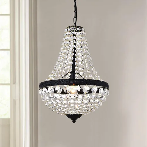 Miniatura 4 de Bestier Moderno imperio francés con acabado negro de granja, lámpara colgante de cristal de granja, lámpara LED de techo, lámpara de comedor, baño