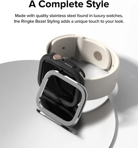 Miniatura 6 de Ringke Air Sports + bisel styling para Apple Watch Series 9, 8, 7 (1.614 in), SE 3, 2, 1 (1.575 in), funda de TPU con marco de acero inoxidable