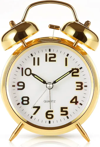 Miniatura 9 de Reloj despertador súper fuerte para personas que duermen pesadas, reloj despertador de campana doble de 4 pulgadas con luz de fondo, funciona