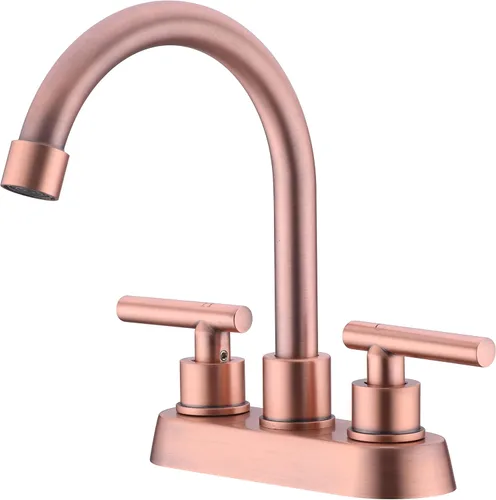 Miniatura 9 de Grifo de baño negro y dorado, 2 manijas de 4 pulgadas con drenaje desplegable, moderno fregadero de tocador de caravana de 2 o 3 agujeros de montaje