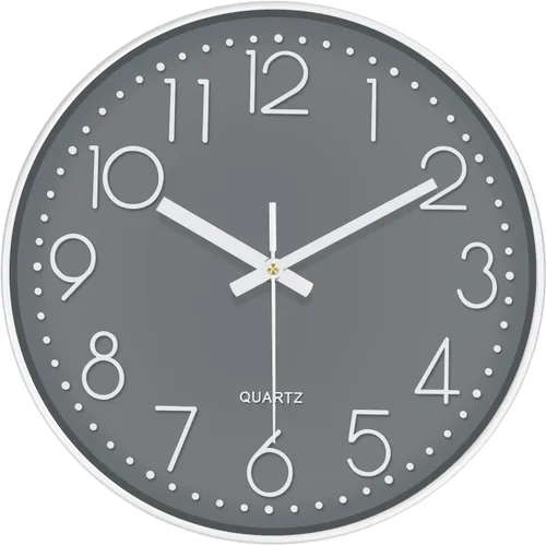 Miniatura 10 de Relojes de pared silenciosos que funcionan con pilas, 8 pulgadas, reloj de pared analógico con número de gran tamaño, esfera de reloj de vidrio