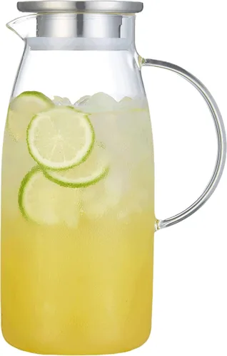 Miniatura 7 de Jarra alta de vidrio de borosilicato, jarra de cristal para té caliente y frío.