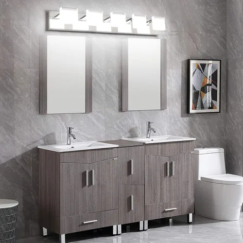 Miniatura 4 de Ralbay Luces LED modernas para tocador de baño, 5 luces, lámpara de pared de baño de acero inoxidable acrílico