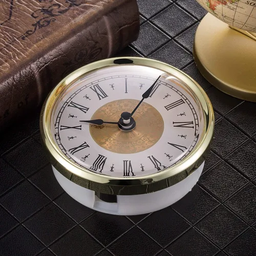 Miniatura 4 de Hicarer 3-1/8 pulgadas (3.150 in) Mini reloj de cuarzo inserto redondo relojes cabeza inserto número romano movimiento de repuesto cara blanca