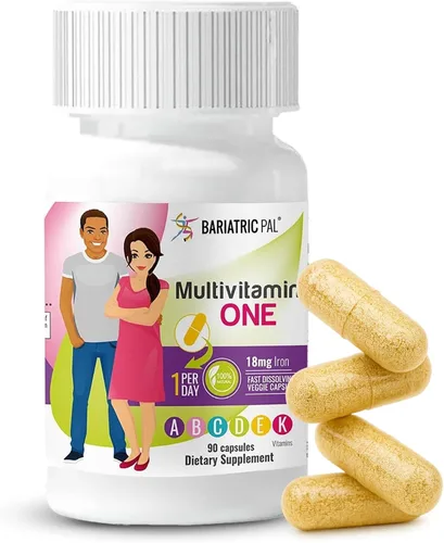 Miniatura 10 de BariatricPal Multivitamínico UNO 1 por día! Cápsula multivitamínica bariátrica con 18 mg de hierro Cápsula fácil de tragar Vitamina