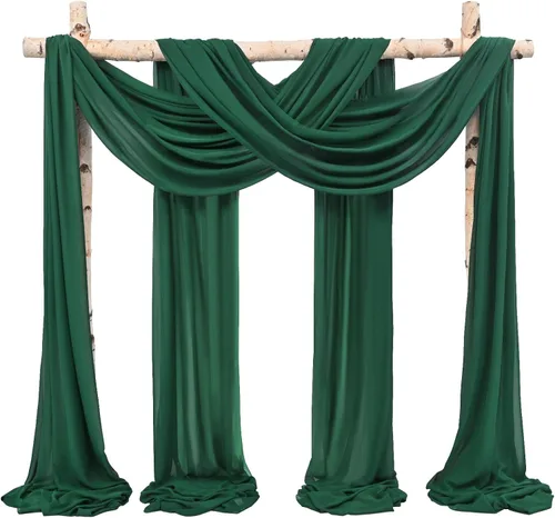 Miniatura 51 de Tela para Drapeado de Arco de Boda, 4 Paneles de 28" x 20 pies Rosa, Cortinas de Arco de Boda para Ceremonia, Cortinas de Tela de Gasa, Drapería