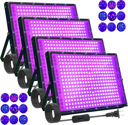 Miniatura 10 de Paquete de 2 luces negras de 300W con 336 LEDs, lámpara UV de luz negra para fiestas fluorescentes, 395nm, accesorio de luz negra IP65