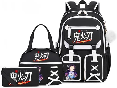 Miniatura 13 de Mochila de anime para niñas con puerto de carga USB 20L, mochila escolar para adolescentes, mochila grande para computadora portátil para viajes uso