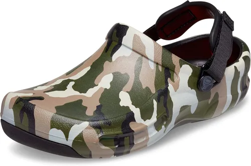 Crocs Zuecos unisex Bistro Pro Literide para hombres y mujeres, zapatos de trabajo antideslizantes, Camo, 8 Women/6 Men
