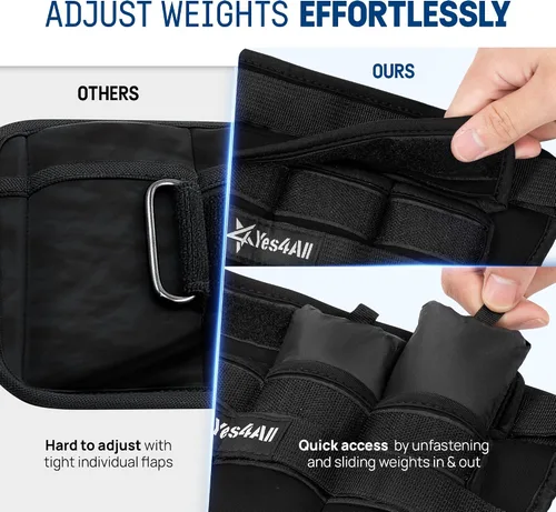 Miniatura 4 de Yes4All Pesas ajustables para muñeca y tobillo, par de 3.5/5 libras, pesas para piernas para mujeres y hombres, bandas de brazo pesadas con sacos