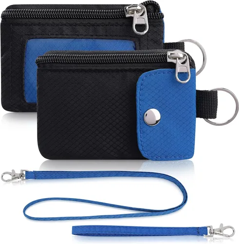 Miniatura 34 de Artpaxy Cartera minimalista para hombres y mujeres, llavero con bloqueo RFID, con cremallera, pequeña cartera con ventana de identificación, 2