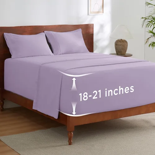Miniatura 33 de Bedsure Juego de Sábanas King de Bolsillo Profundo - Se Adapta a Colchones de Hasta 21 Pulgadas de Grosor - 4 Piezas Sábanas de Cama GentleSoft
