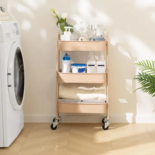 Miniatura 6 de AGTEK Carrito utilitario de 3 niveles con ruedas bloqueables, almacenamiento multifuncional de metal, carrito organizador para cocina, oficina, sala