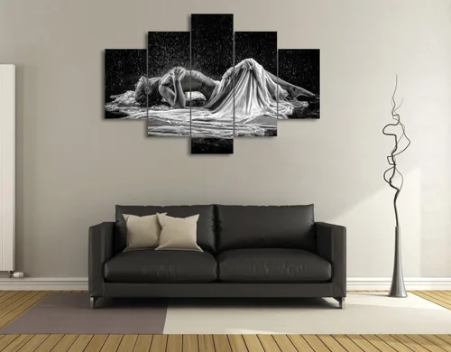 Miniatura 17 de Lienzo extra grande sexy chica desnuda durmiendo en la cama, arte de pared con marco de madera sexy para mujeres desnudas, obras de arte, arte