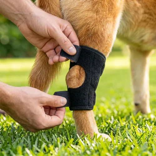 Miniatura 4 de Rodillera para perro para pierna trasera desgarrada ACL, soporte de articulación de corvejón trasero canino, protección contra lesiones articulares