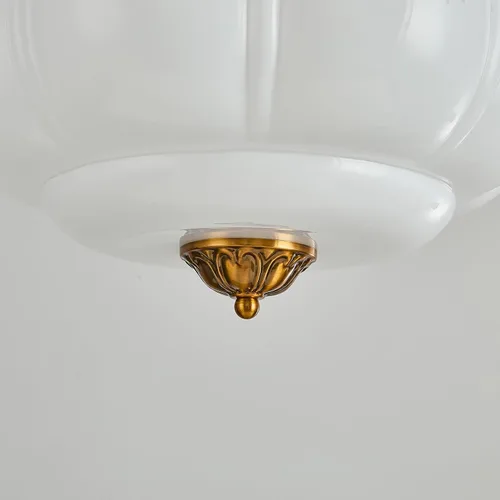 Miniatura 5 de Lámpara de techo semiempotrada vintage de 15 pulgadas, lámpara de cristal de leche con acabado de latón antiguo, lámparas colgantes modernas