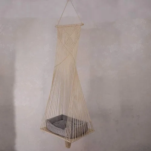 Miniatura 6 de Doralus - Cama para gato tipo hamaca de macramé, columpio cama para gato, jaula de cuerda de algodón colgante para gato, casa para gatos, juguete