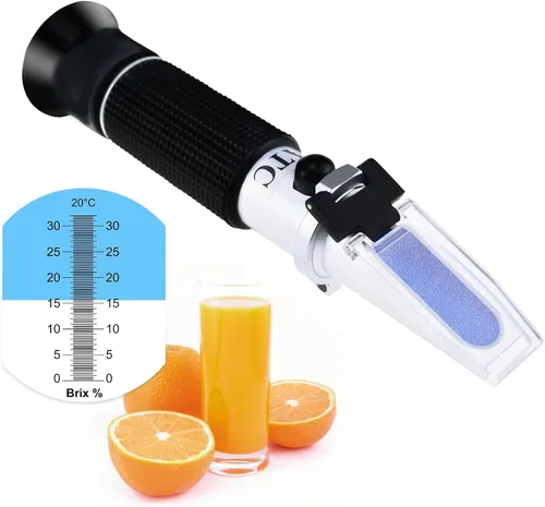 Miniatura 11 de Refractómetro Brix con ATC, Rango 0-32% Brix con 0.2% División, para Brandy, Cerveza, Frutas, Líquido de Corte, con Luz LED Extra y pipetas