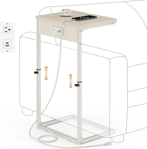 Miniatura 14 de Vagusicc C Shaped End Table for Couch, 33.2'' Tall C Table Adjustable Height Side Table, Small Side Table for Small Spaces, Couch Tables that Slide