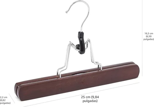 Miniatura 3 de Amazon Basics Perchas de madera para pantalones, organizador de armario, cereza, paquete de 10