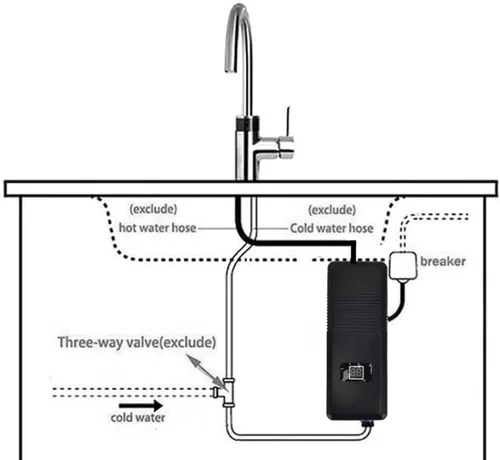 Miniatura 5 de Calentador de agua eléctrico sin tanque de 3 KW, calentador de agua caliente pantalla digital, mini calentador de agua caliente instantáneo