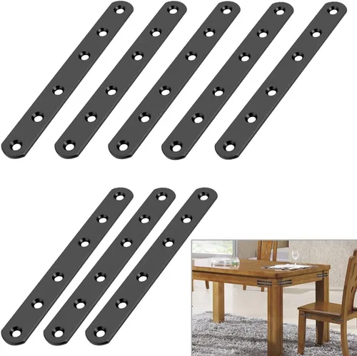 Miniatura 10 de Sumnacon 8 placas planas de acero inoxidable – Placa de reparación resistente de 4 pulgadas, soportes de esquina recta, conectores de reparación