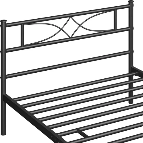 Miniatura 7 de Yaheetech Estructura de Cama Tamaño Twin Plataforma de Metal con Cabecero de Diseño Curvo Piecero/No Necesita Somier/Base de Colchón/Soporte Negro