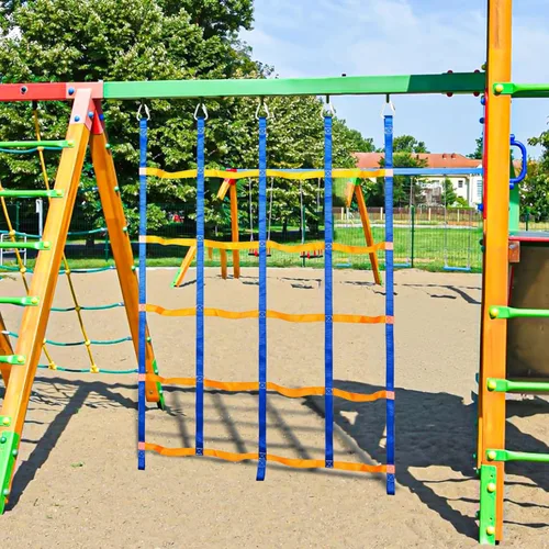 Miniatura 9 de TOPNEW Red de escalada para niños al aire libre, red de carga ninja portátil, escalera, barras de mono para Ninja Slackline, gimnasios de la selva